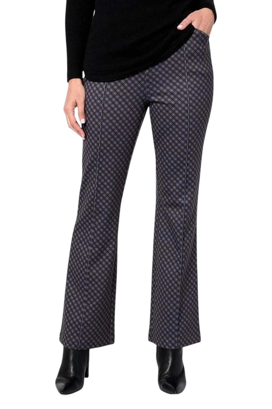 Isaac Mizrahi Live! Petite Printed Ponte Baby Bootcut Pants Pitch Blk - Regular